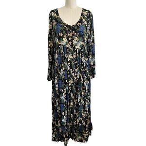 NWT La Mieux Black Floral Long Sleeve Cottage Core Dress Medium